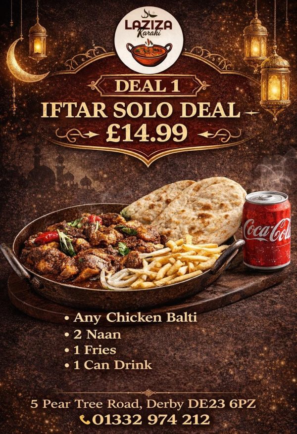 DEAL 1 – (Any Chicken Balti + 2 Naan + Fries + 1 Can)
