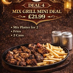 DEAL 4 – Mix Platter for 2 +1 Fries +2 Cans