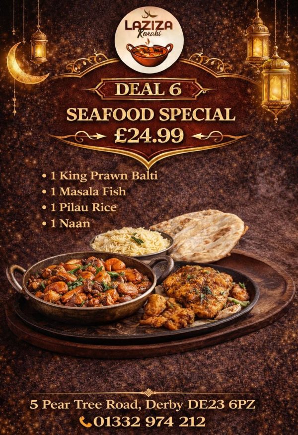 DEAL 6 – 1 King Prawn Balti +1 Masala Fish +1 Pilau Rice +1 Naan